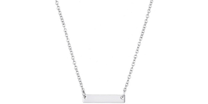 Fashion Steel Color Geometric Rectangular Stainless Steel Necklace,Necklaces