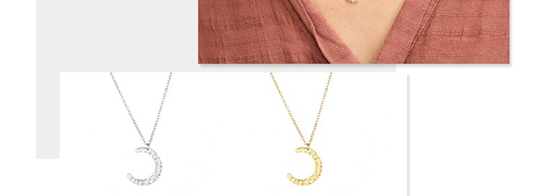 Fashion Steel Color Stainless Steel Moon Necklace,Necklaces