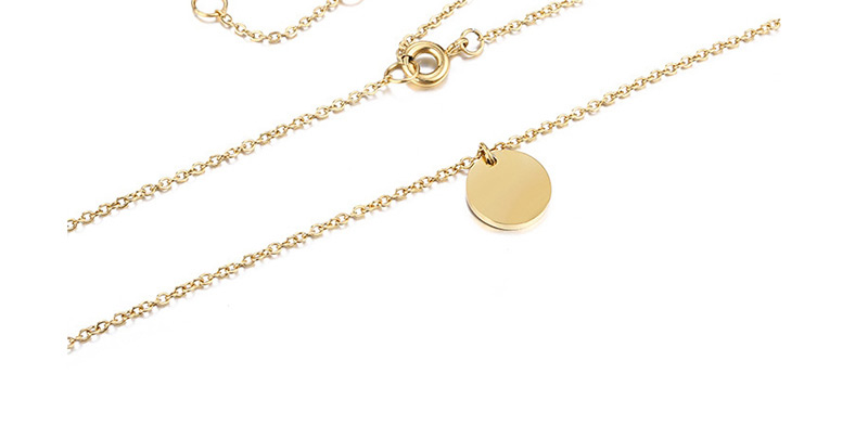 Fashion Rose Gold Stainless Steel Geometric Round Gold-plated Necklace,Necklaces