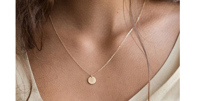 Fashion Steel Color Stainless Steel Geometric Round Gold-plated Necklace,Necklaces
