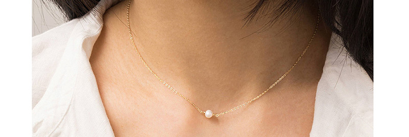 Fashion Gold Stainless Steel Gold Plated Pearl Necklace,Necklaces