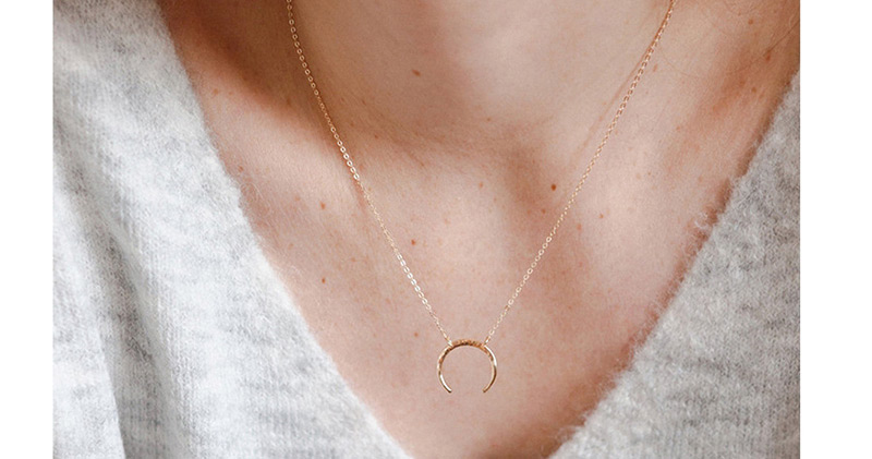 Fashion Gold Stainless Steel Moon Necklace,Necklaces