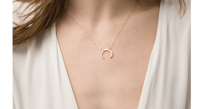 Fashion Gold Stainless Steel Moon Necklace,Necklaces