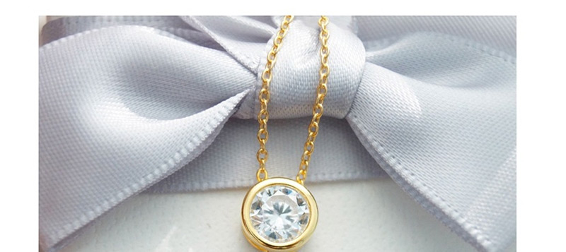 Fashion Gold Single Zircon Stainless Steel Necklace,Necklaces