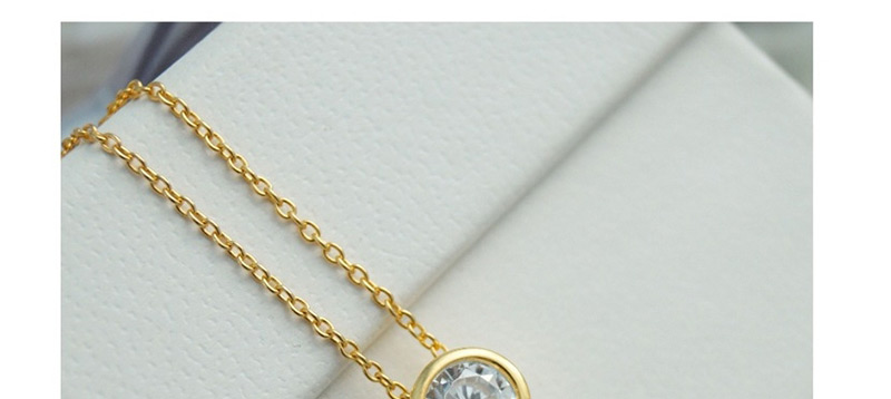 Fashion Gold Single Zircon Stainless Steel Necklace,Necklaces