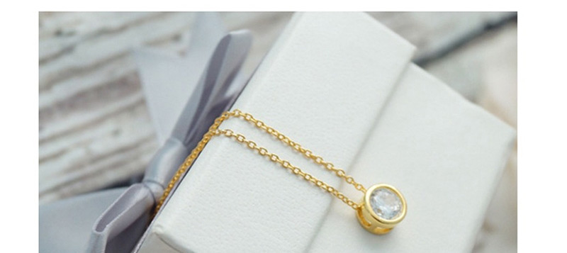 Fashion Steel Color Single Zircon Stainless Steel Necklace,Necklaces