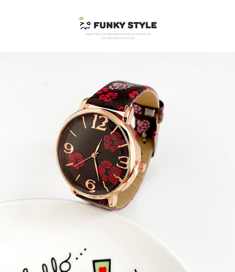  White Alloy Pu Printed Watch,Ladies Watches