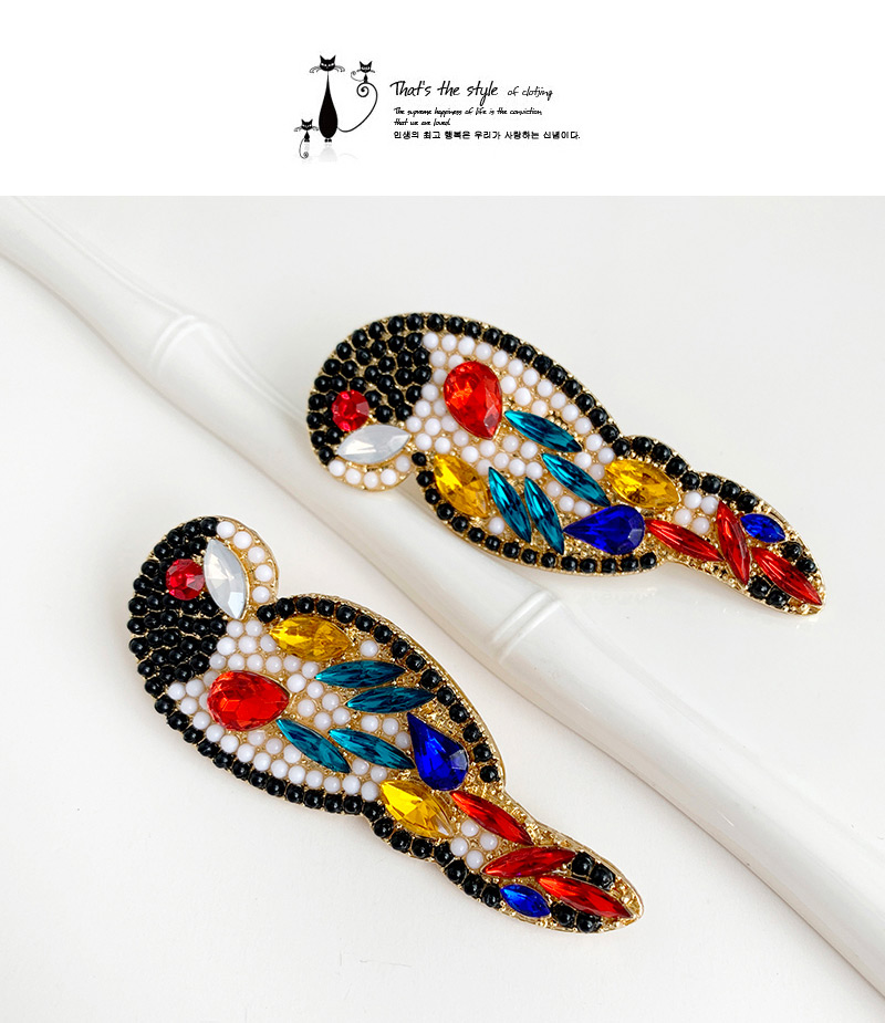  Red Alloy Diamond Bird Earrings,Stud Earrings