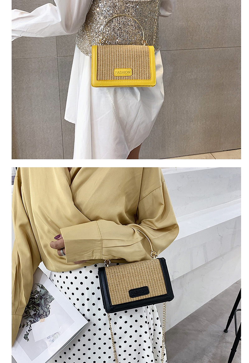  Yellow Splicing Contrast Color Hand Shoulder Bag,Messenger bags