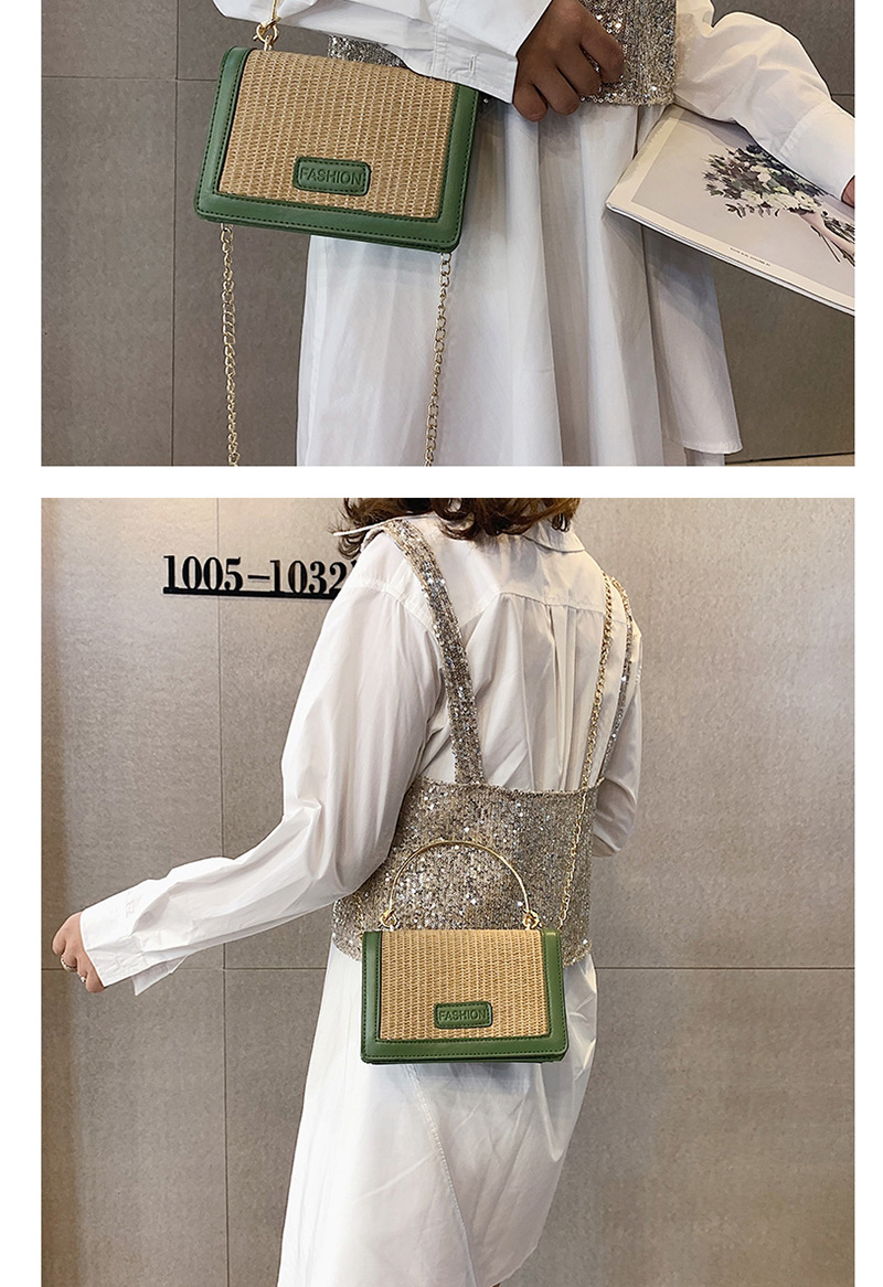  Green Splicing Contrast Color Hand Shoulder Bag,Messenger bags