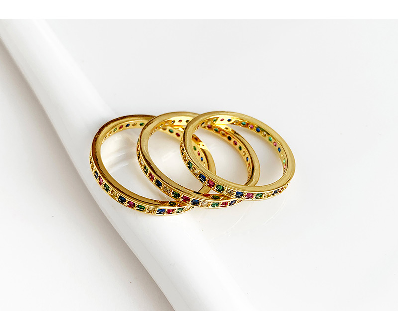 Fashion Gold Copper Inlaid Zircon Ring,Rings