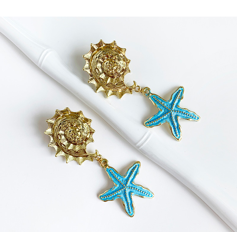  Green Alloy Conch Starfish Stud Earrings,Drop Earrings