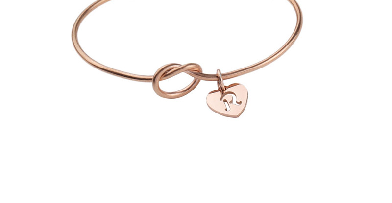 Fashion Rose Gold Stainless Steel Love Knotted Open Bracelet (letter Optional),Fashion Bangles