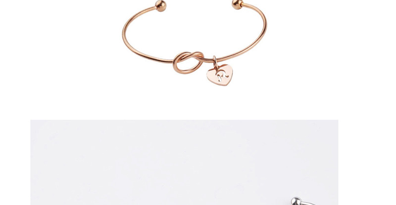 Fashion Gold Stainless Steel Love Knotted Open Bracelet (letter Optional),Fashion Bangles