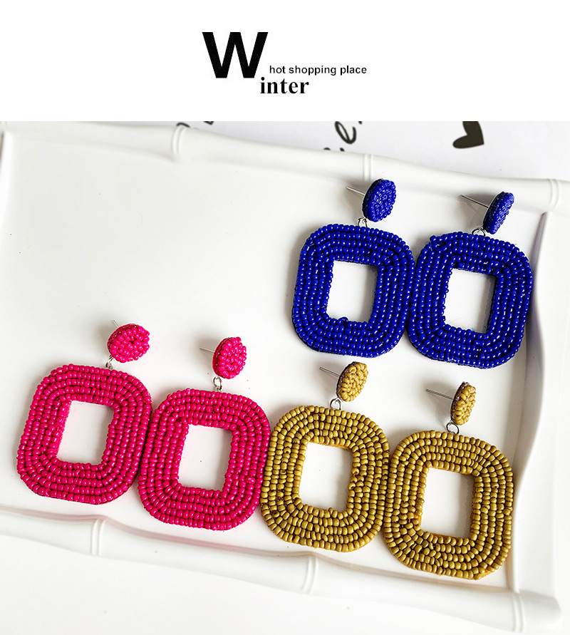 Fashion Color Felt Cloth Rice Beads Square Earrings,Drop Earrings