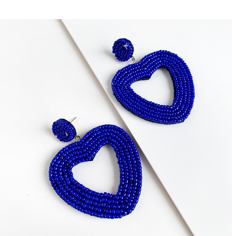 Fashion Royal Blue Felt Cloth Rice Beads Love Earrings,Drop Earrings