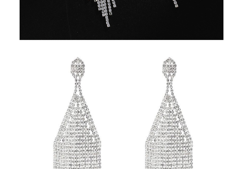 Fashion Gold + White Diamond Fringed Diamond Earrings,Drop Earrings