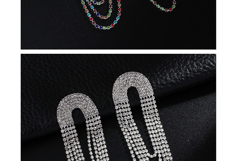 Fashion Gold + White Diamond Multi-layer Tassel Full Diamond Earrings,Drop Earrings
