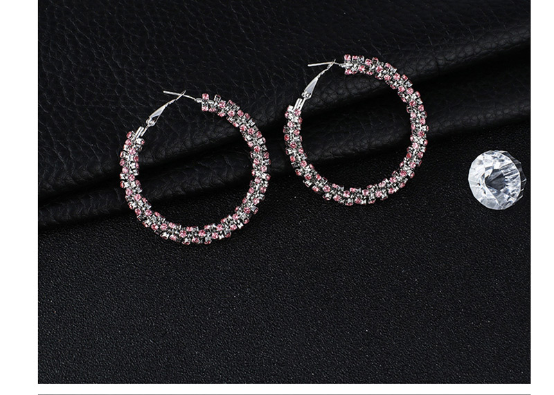 Fashion Silver + White Diamond With Ear Clip Full Diamond Winding C-shaped Earrings,Clip & Cuff Earrings