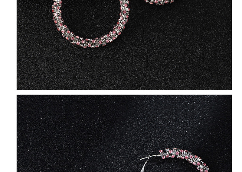 Fashion Silver + Black Diamond Full Diamond Winding C-shaped Earrings,Hoop Earrings