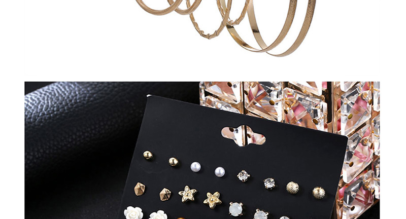 Fashion Gold Full Diamond Heart-shaped Crystal Pearl Stud Earrings 20 Pairs,Stud Earrings