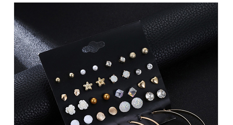Fashion Gold Full Diamond Heart-shaped Crystal Pearl Stud Earrings 20 Pairs,Stud Earrings