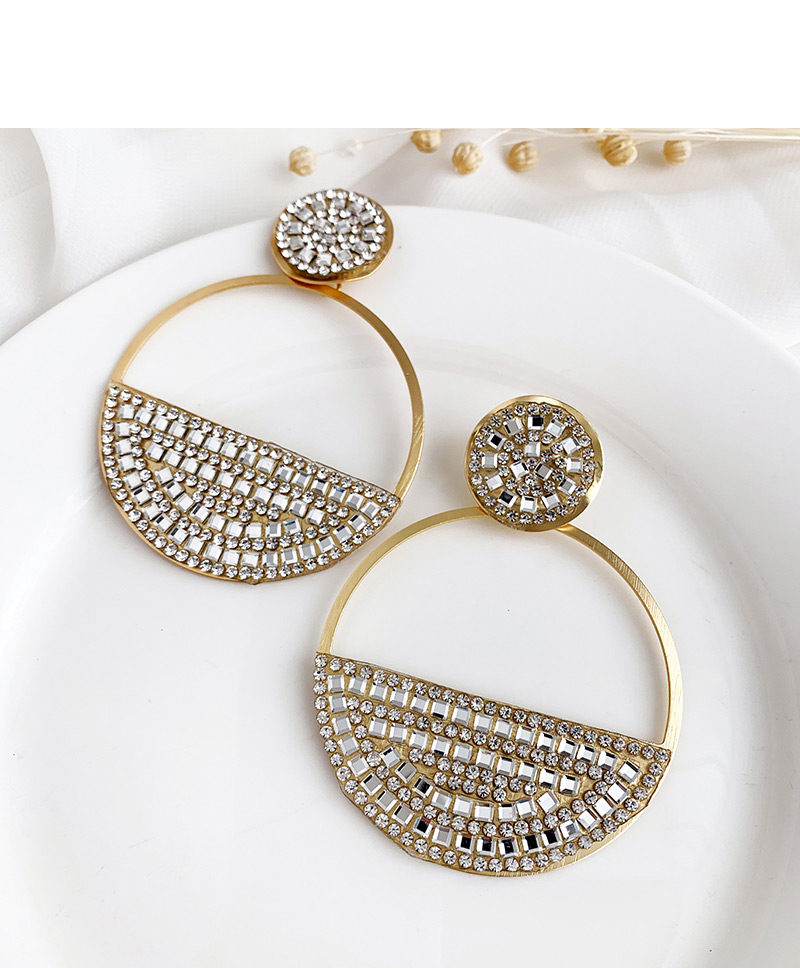 Fashion Round Diamond Smooth Alloy Pearl Studded Geometric Earrings,Drop Earrings