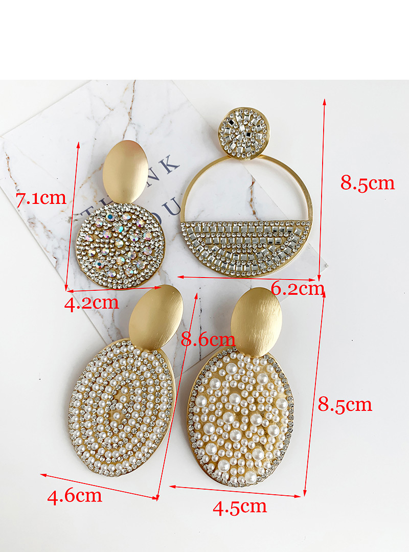 Fashion Pearl + Drill Smooth Alloy Pearl Studded Geometric Earrings,Drop Earrings