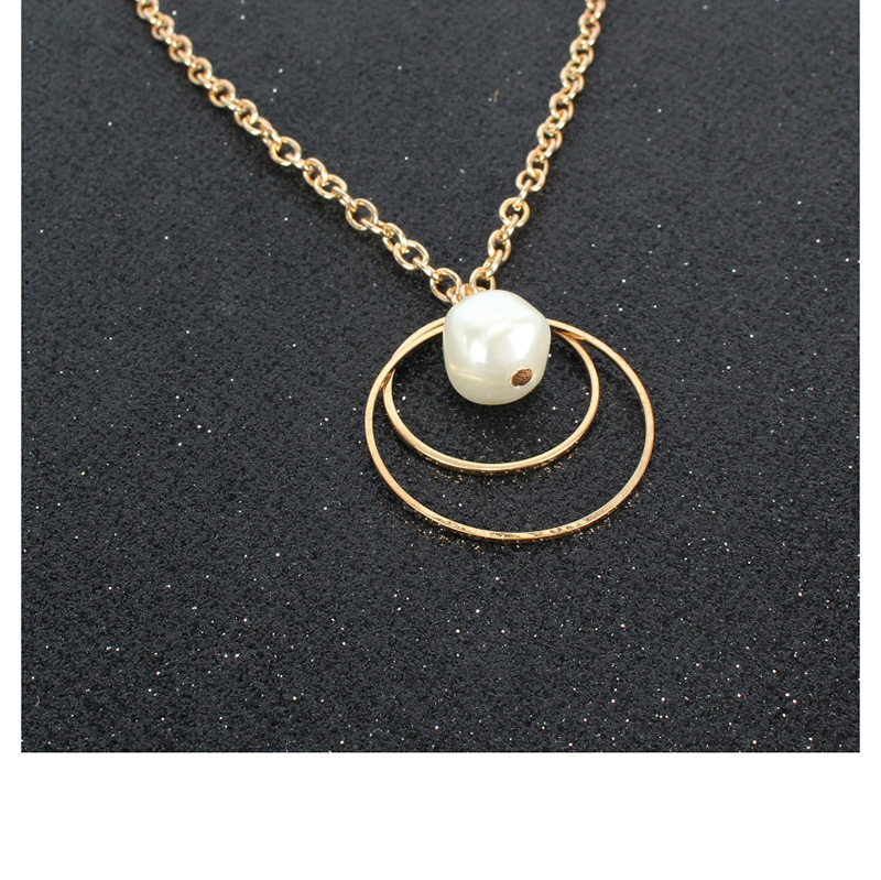 Fashion Gold Pearl Double Ring Necklace,Pendants