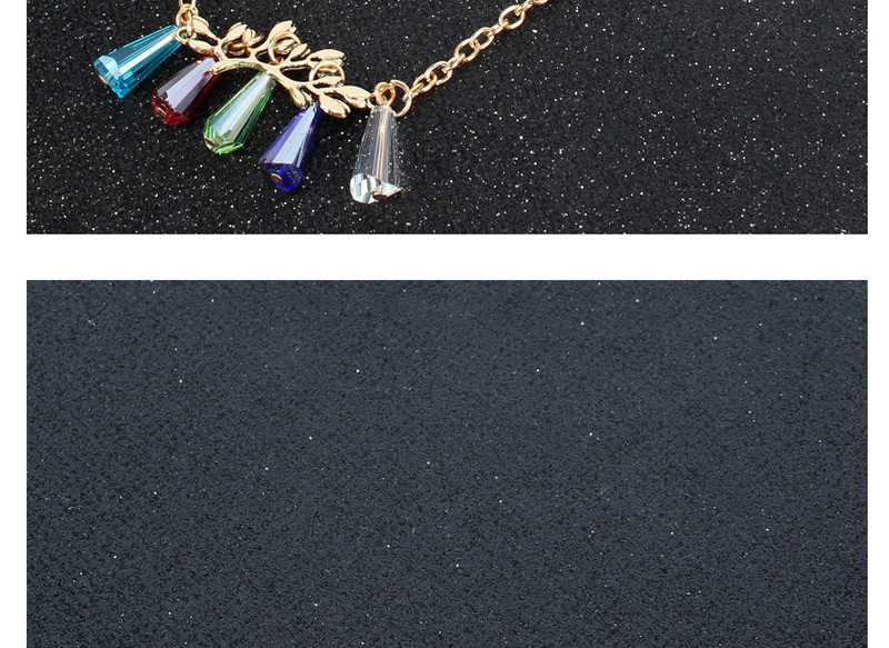 Fashion Color Fringed Glass Alloy Leaf Necklace,Pendants