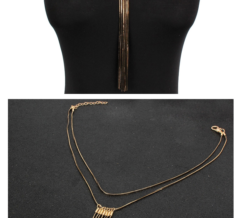 Fashion Gun Black Tassel Necklace,Multi Strand Necklaces
