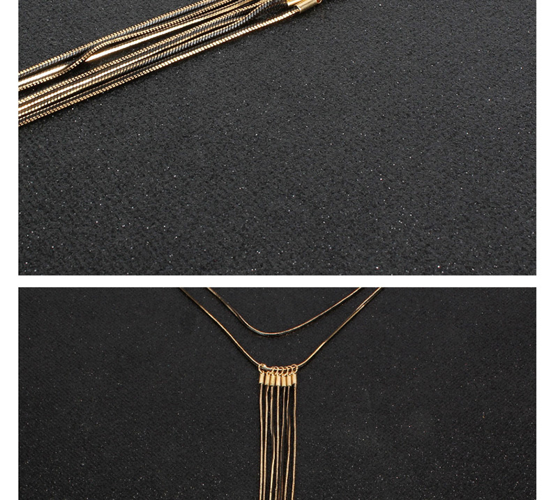 Fashion Gun Black Tassel Necklace,Multi Strand Necklaces