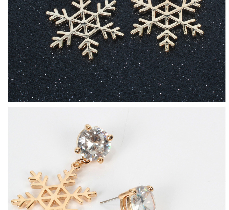 Fashion Gold Diamond Geometric Snowflake Metal Earrings,Drop Earrings