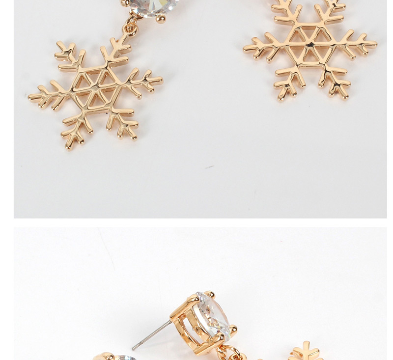 Fashion Gold Diamond Geometric Snowflake Metal Earrings,Drop Earrings