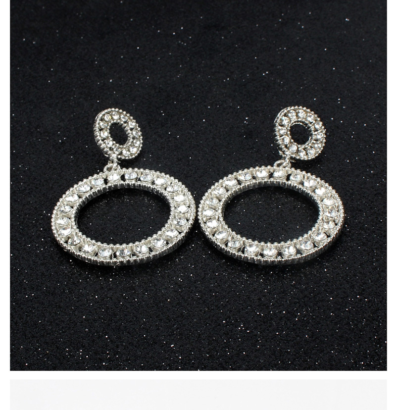 Fashion Silver Geometric Diamond Circle Geometric Earrings,Drop Earrings