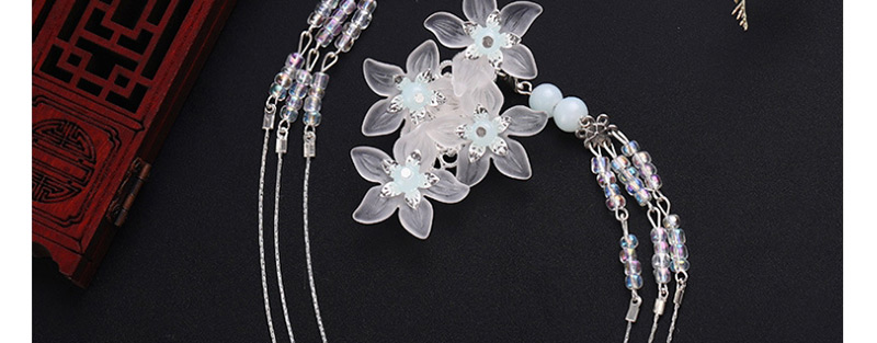 Fashion White Crystal Flower Tassel Hair Clip,Drop Earrings
