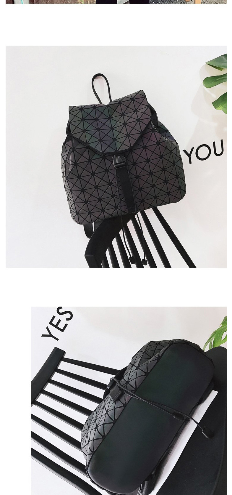 Fashion Black Luminous Symphony Geometric Backpack,Backpack