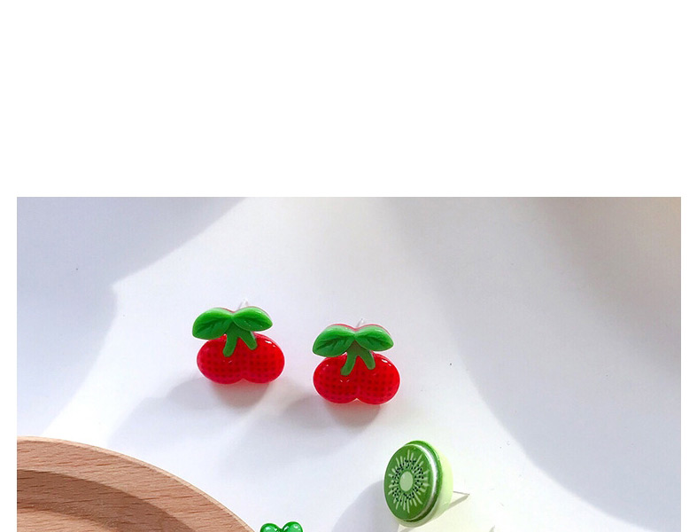 Fashion Red Strawberry  Silver Needle Fruit Earrings Earrings,Stud Earrings