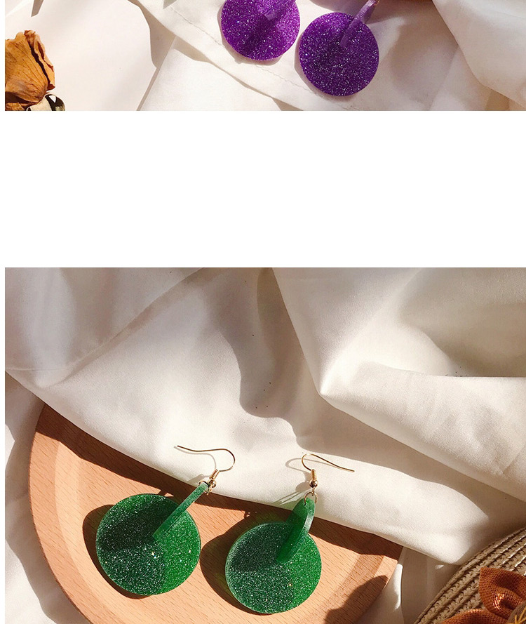 Fashion Triangle Green Stereo Irregular Round Acrylic Earrings,Drop Earrings