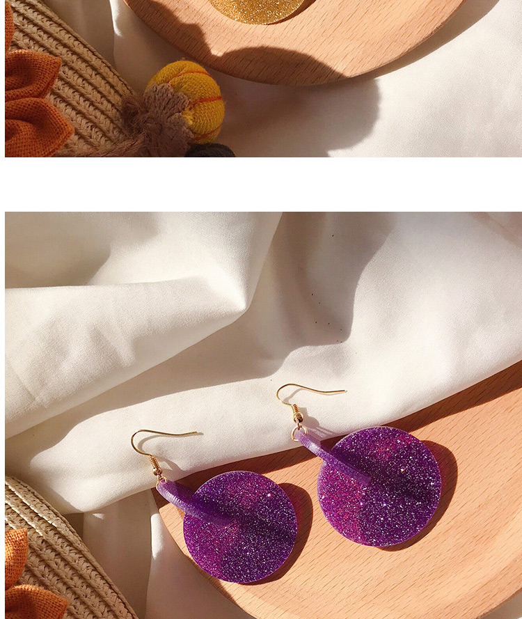 Fashion Triangle Purple Stereo Irregular Round Acrylic Earrings,Drop Earrings