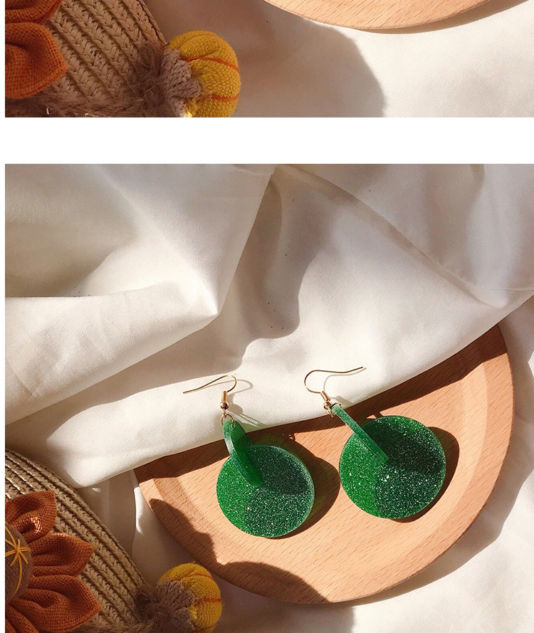 Fashion Triangle Green Stereo Irregular Round Acrylic Earrings,Drop Earrings