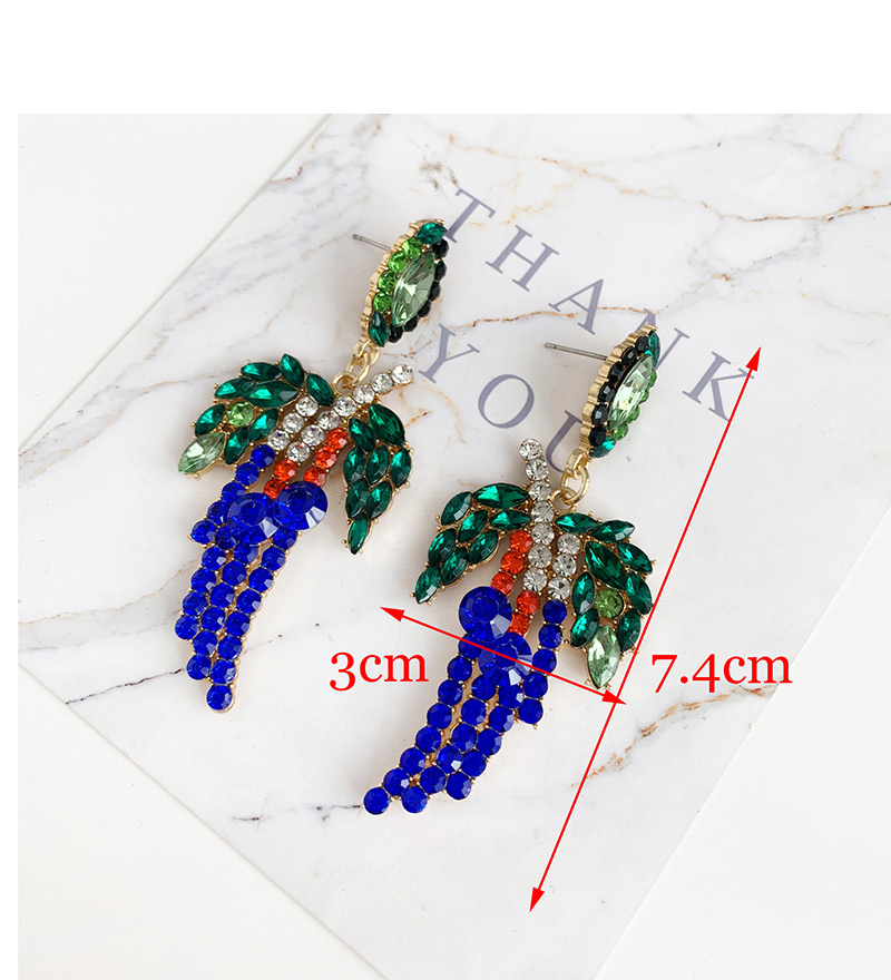 Fashion Blue Alloy Studded Leaf Stud Earrings,Drop Earrings