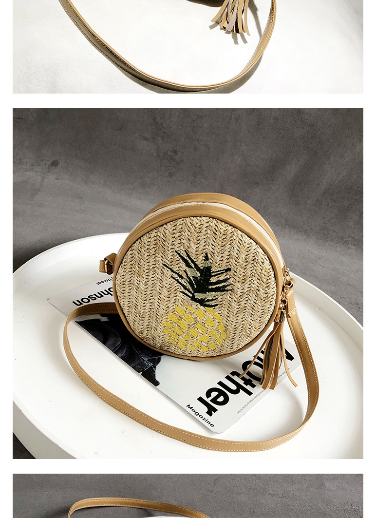  Pineapple Straw Tassel Embroidered Letter Shoulder Diagonal Package,Shoulder bags