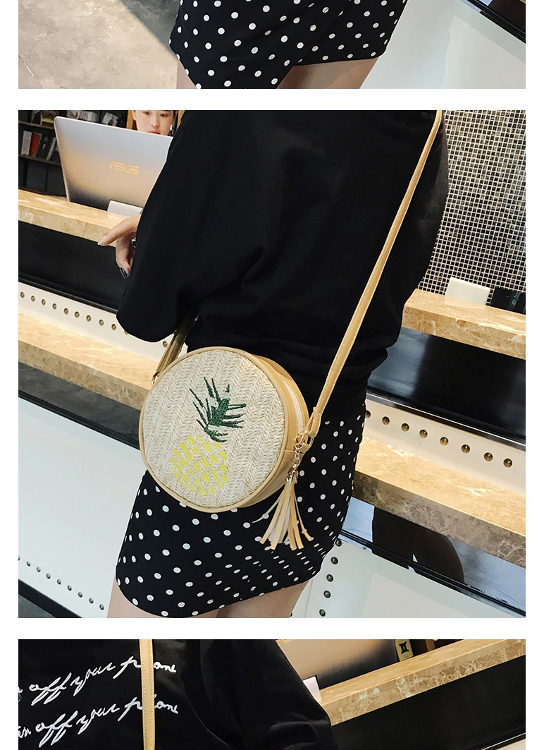  Pineapple Straw Tassel Embroidered Letter Shoulder Diagonal Package,Shoulder bags