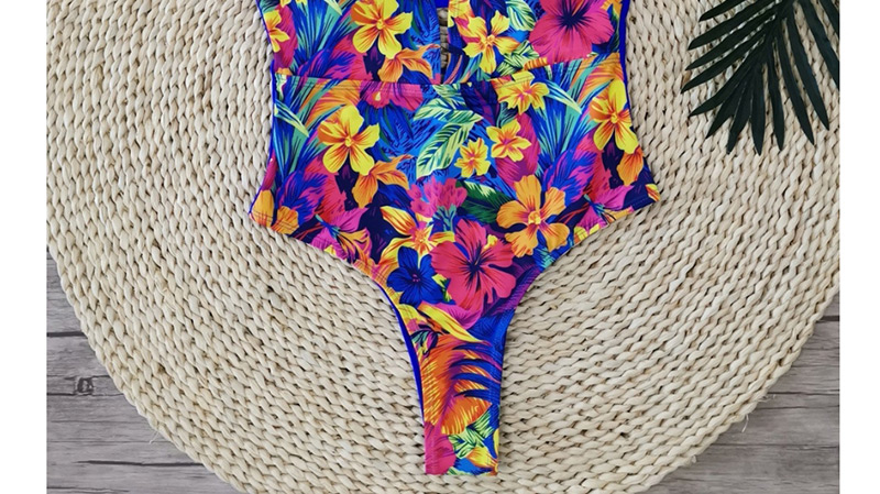  Flowery Floral One-piece Swimsuit,One Pieces