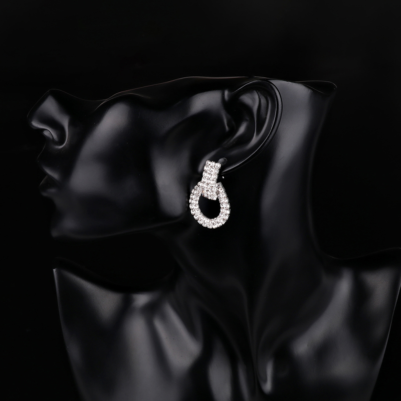  White K Alloy Studded Geometric Earrings,Drop Earrings