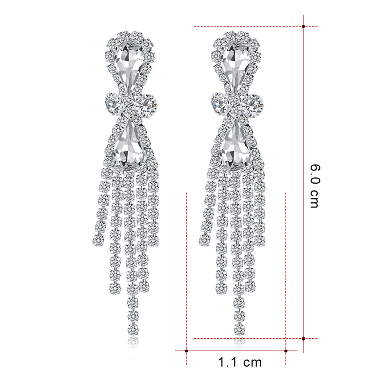  White K Alloy Diamond Geometry Tassel Earrings,Drop Earrings
