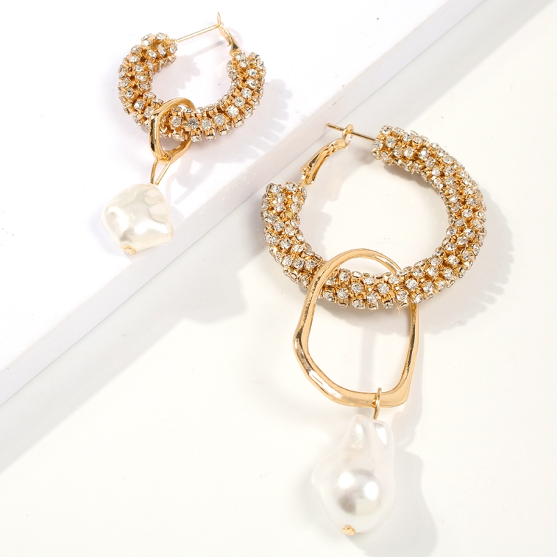 Fashion Gold Alloy Diamond Pearl Stud Earrings,Drop Earrings