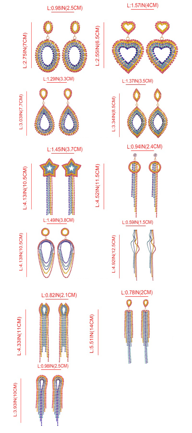 Fashion Golden 10 Alloy Studded Geometric Earrings,Drop Earrings