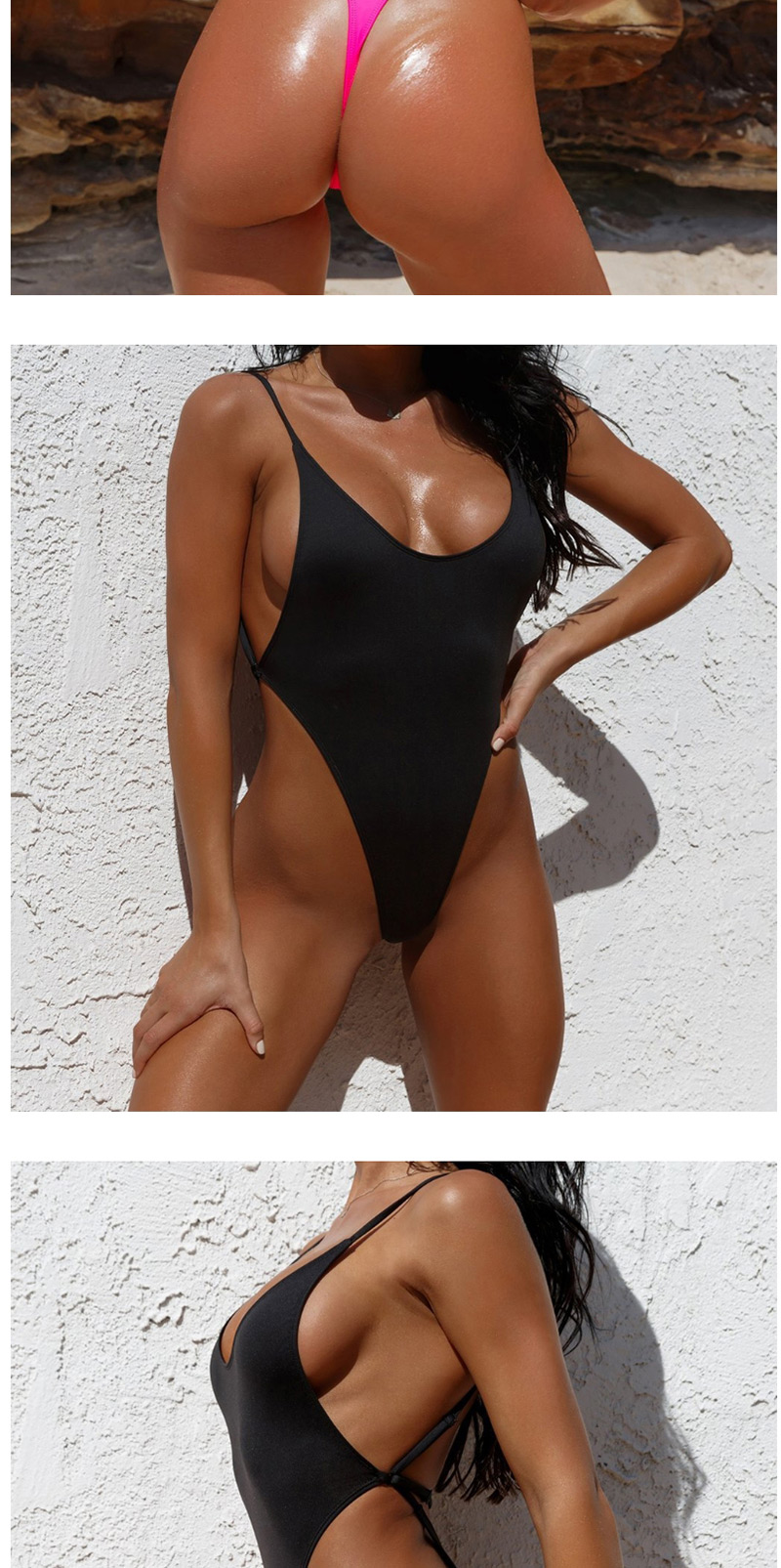 Fashion Yellow Solid Color Backless One-piece Swimsuit,One Pieces